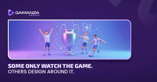 UEFA Champions League player engagement campaign with Gamanza Engage promoting retention, loyalty, and gamification for sportsbook and casino operators